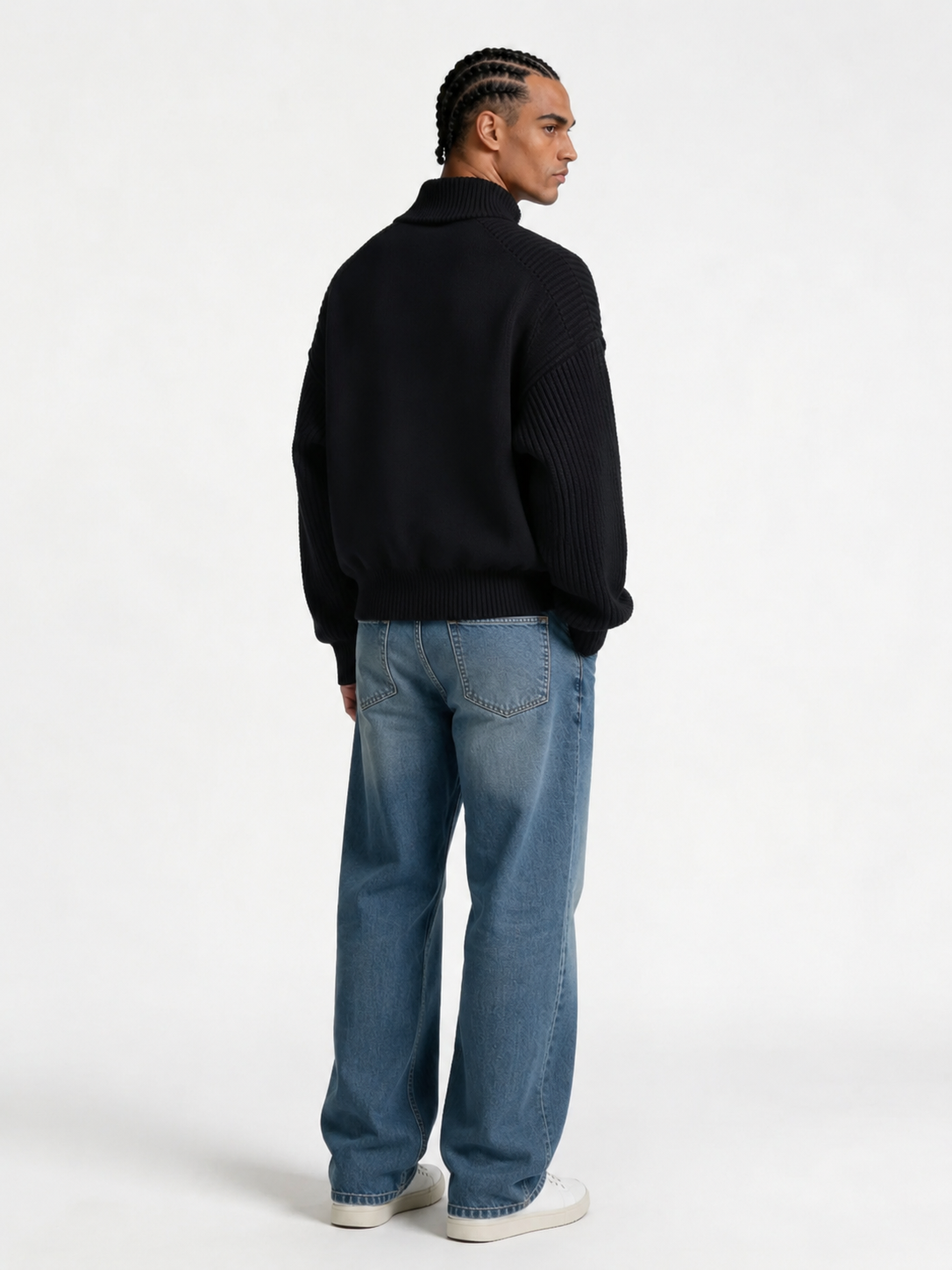 Ribbed Zip Sweater Knit Relaxed Fit - Zedzee