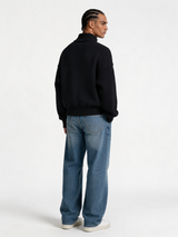 Ribbed Zip Sweater Knit Relaxed Fit - Zedzee