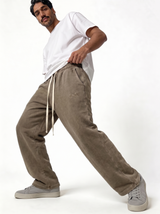 Washed Logo Pants Cotton Relaxed Fit - seven