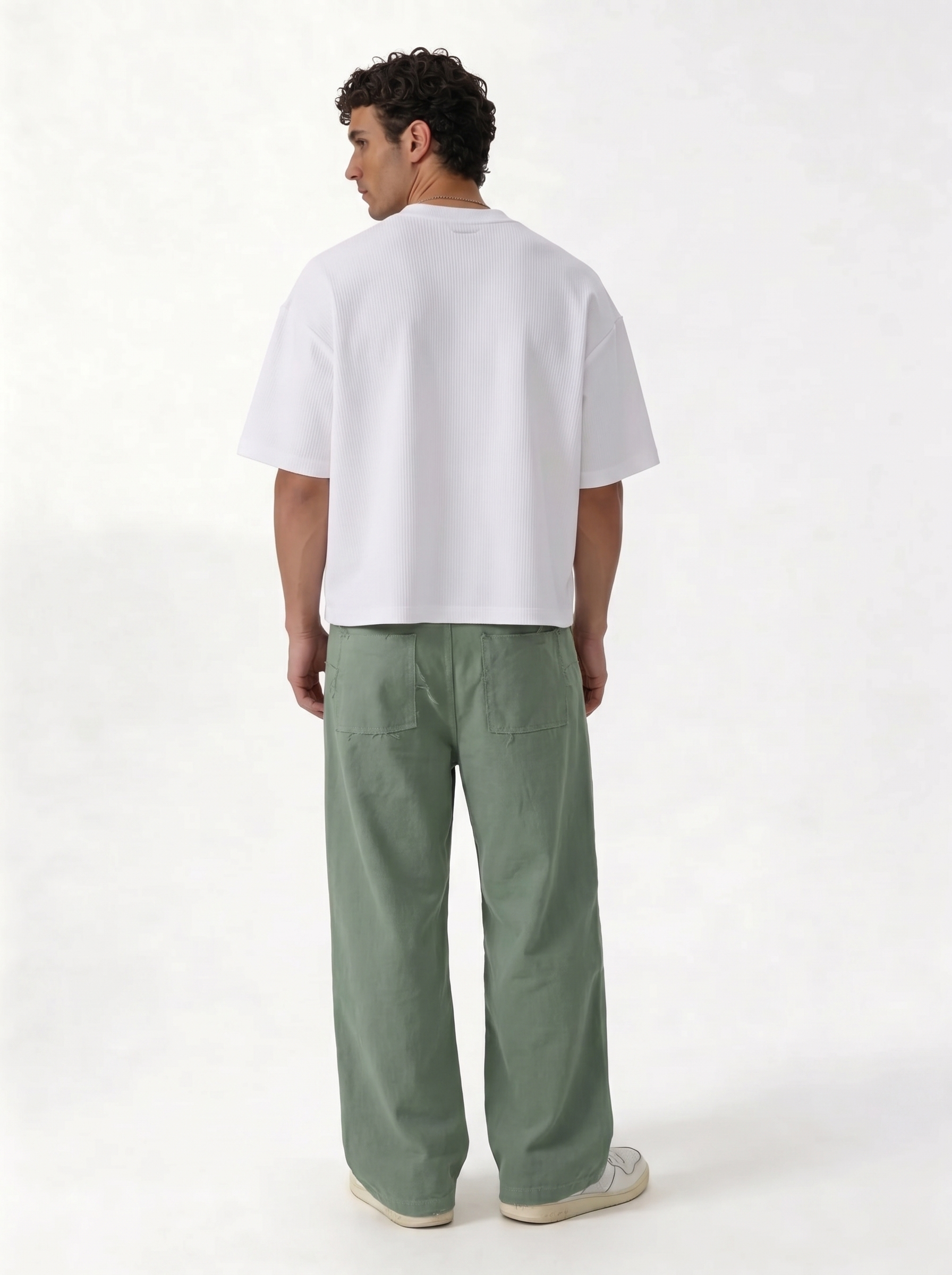 Raw Edge Pants Cotton Baggy Fit - seven