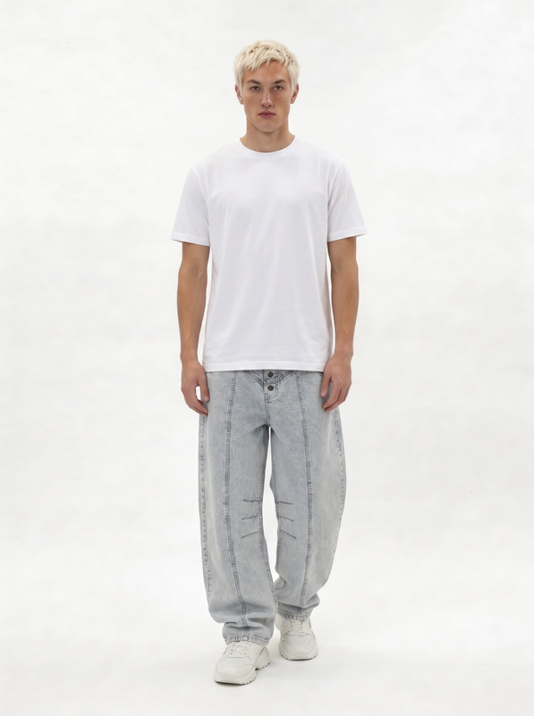 Panelled Jeans Denim Baggy Fit - je-x