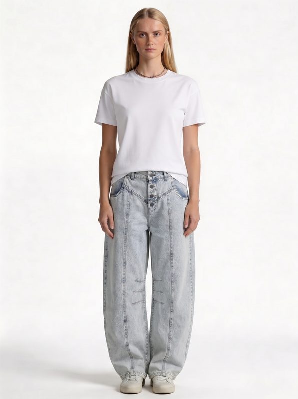 Panelled Jeans Denim Baggy Fit - je-x