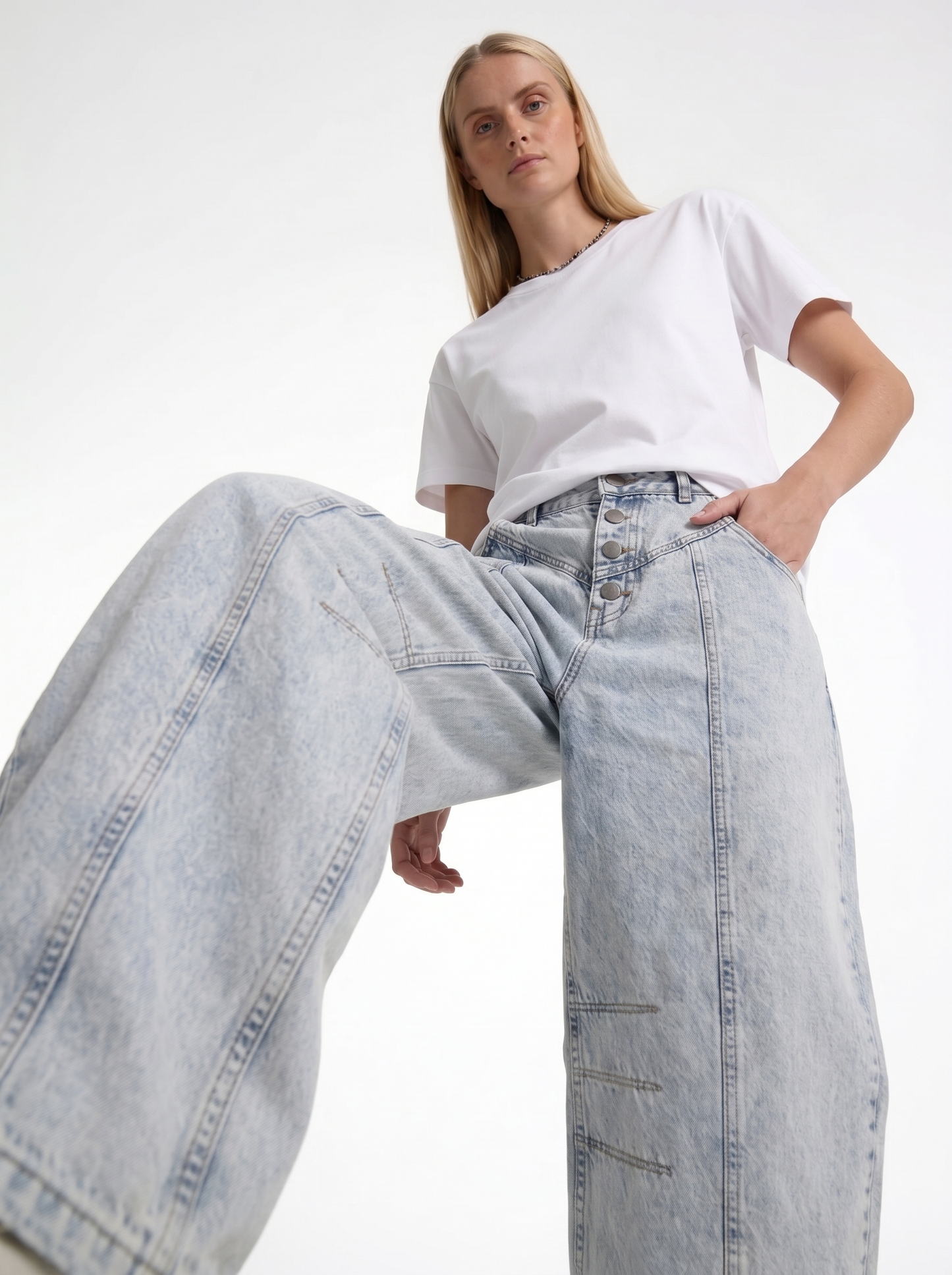 Panelled Jeans Denim Baggy Fit - je-x