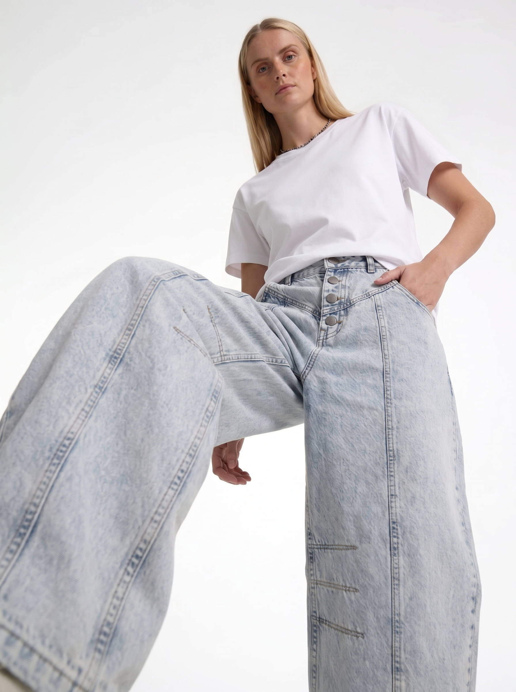 Panelled Jeans Denim Baggy Fit - je-x