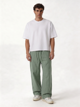 Raw Edge Pants Cotton Baggy Fit - seven