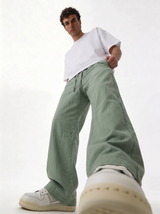 Raw Edge Pants Cotton Baggy Fit - seven