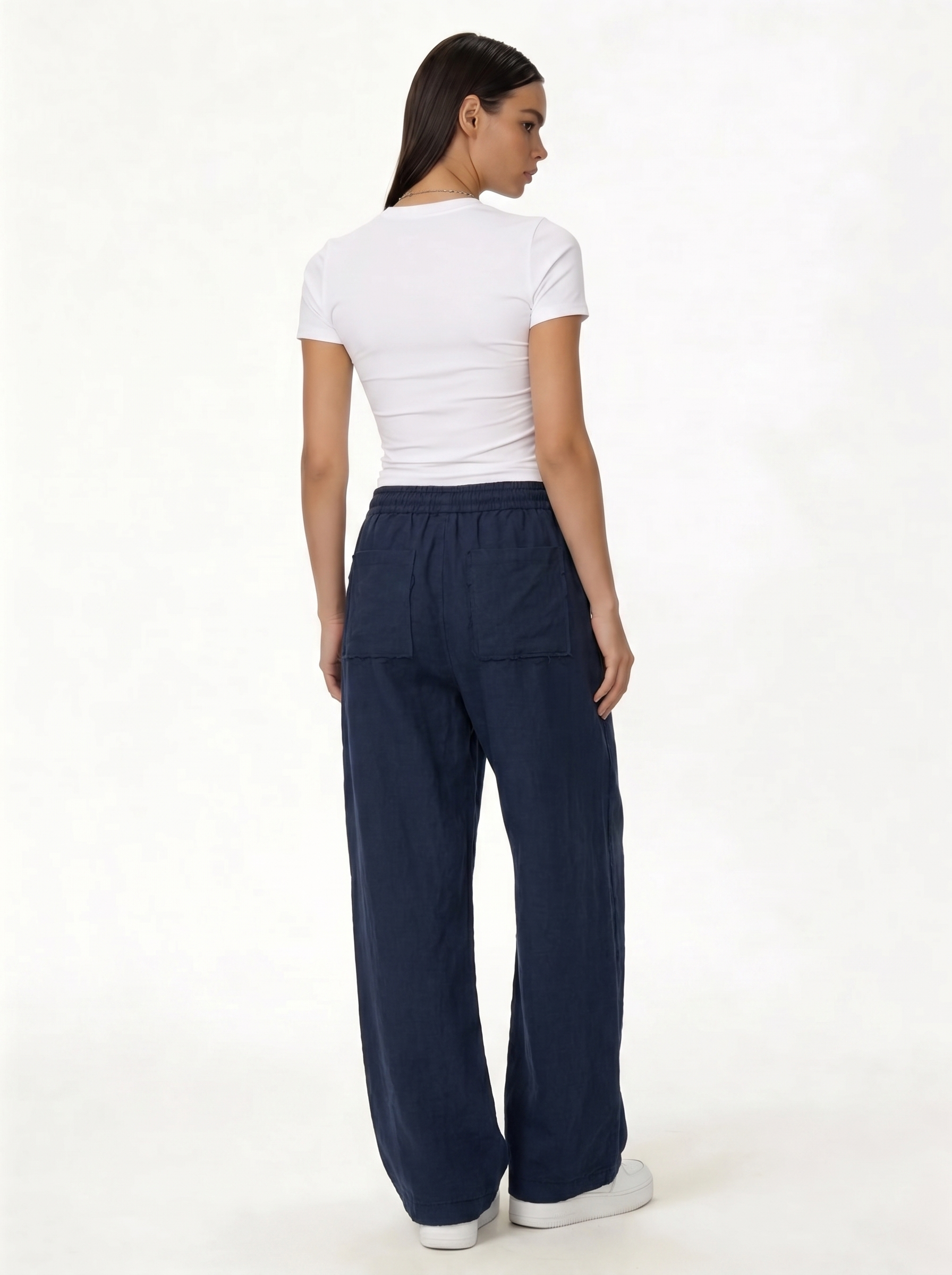Raw Edge Pants Cotton Baggy Fit - seven