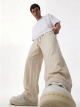 Raw Edge Pants Cotton Baggy Fit - seven
