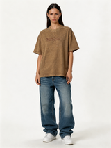 Boxy Acid Wash Cotton Graphic Tee - ink