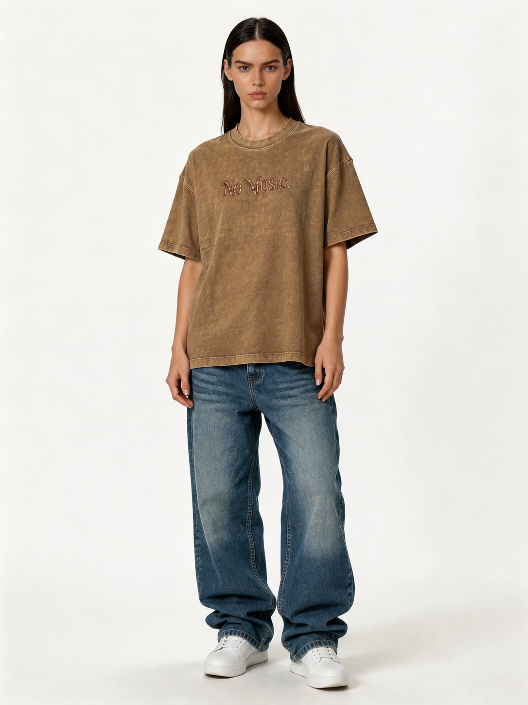 Boxy Acid Wash Cotton Graphic Tee - ink