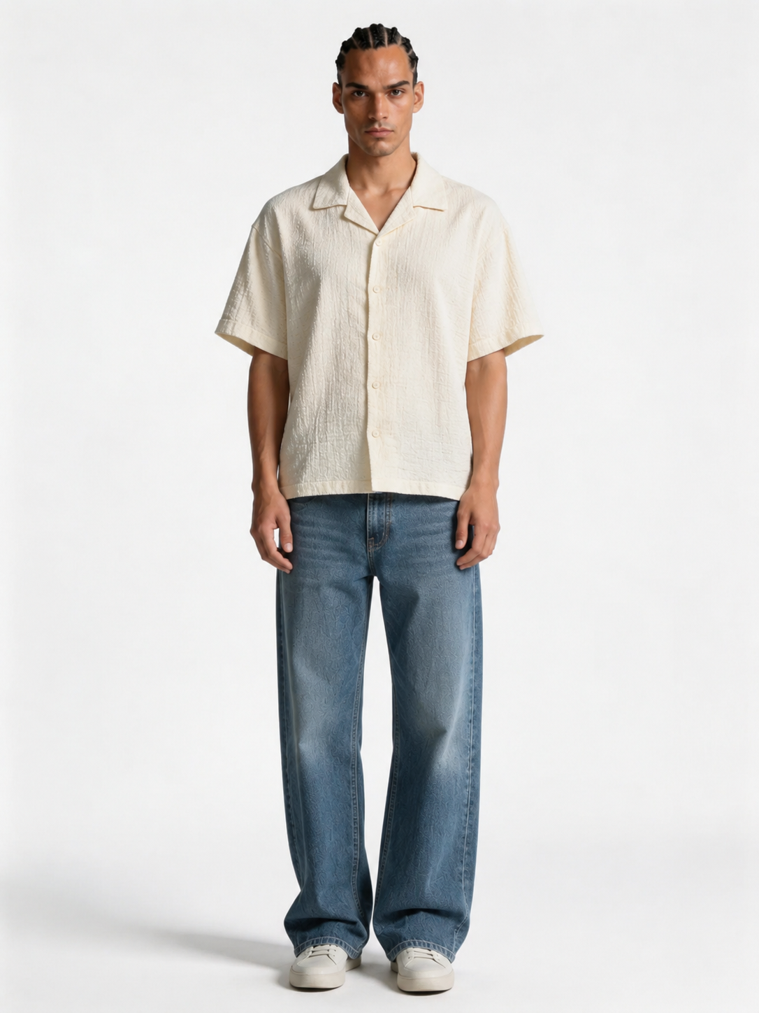 Boxy Textured Seersucker Bowling Shirt - 1932