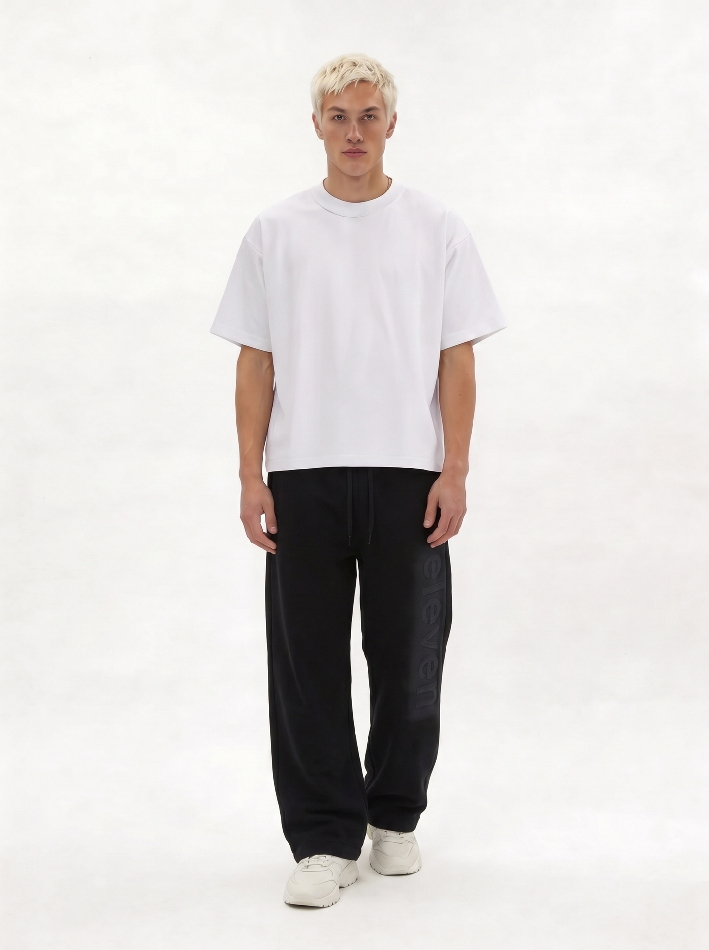 Logo Graphic Pants Cotton Wide Leg - Eleven