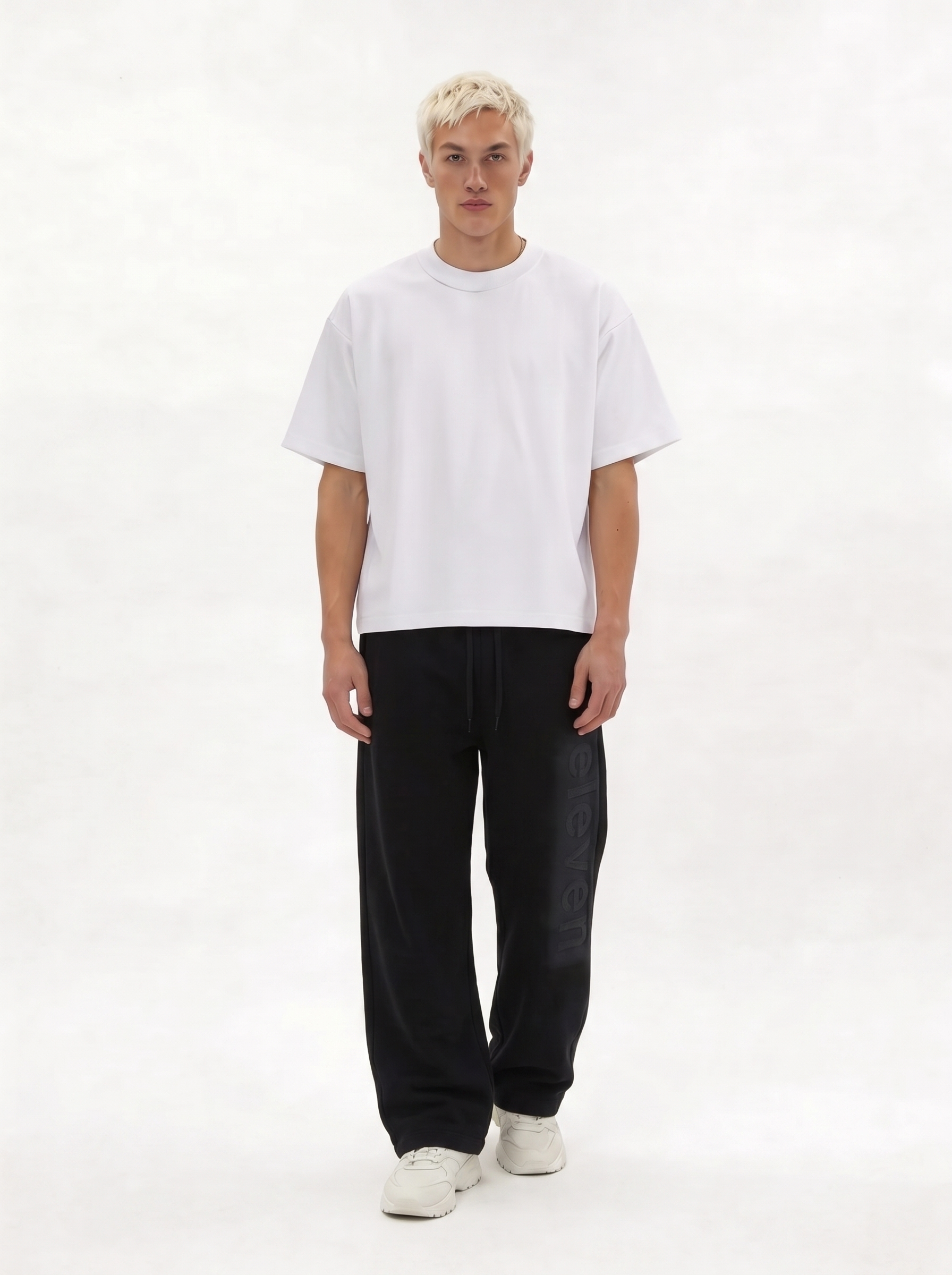 Logo Graphic Pants Cotton Wide Leg - Eleven