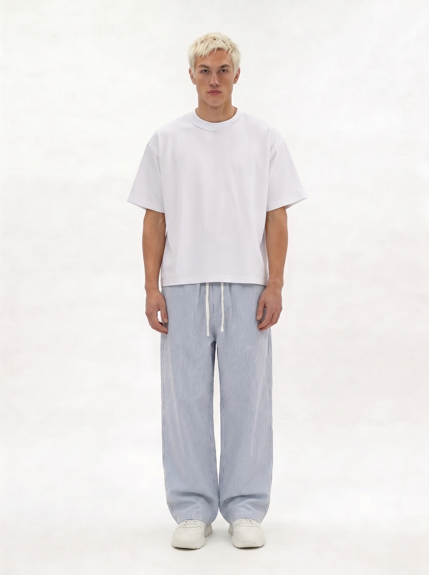 Striped Drawstring Pants Cotton Relaxed Fit - seven