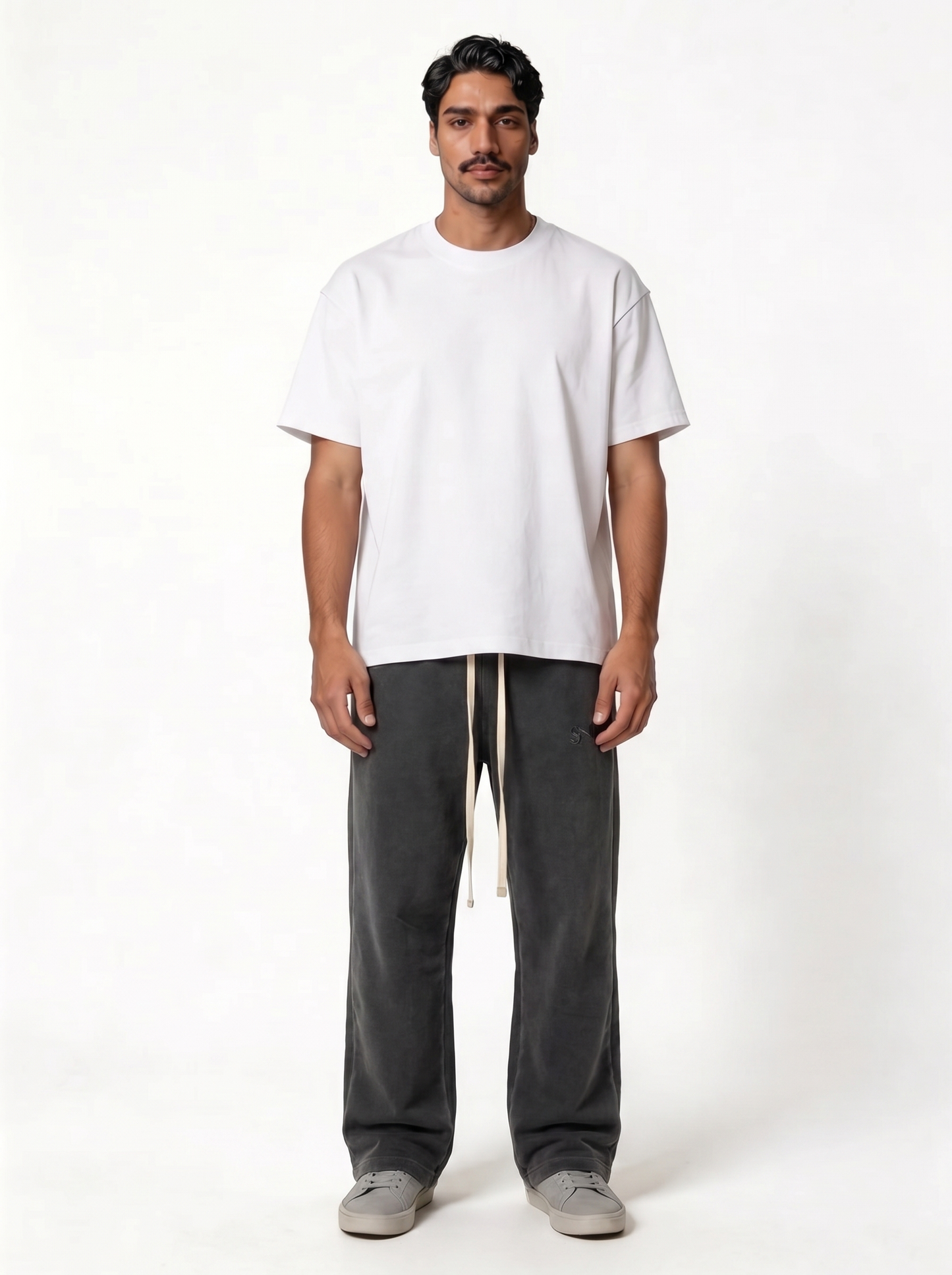Washed Logo Pants Cotton Relaxed Fit - seven