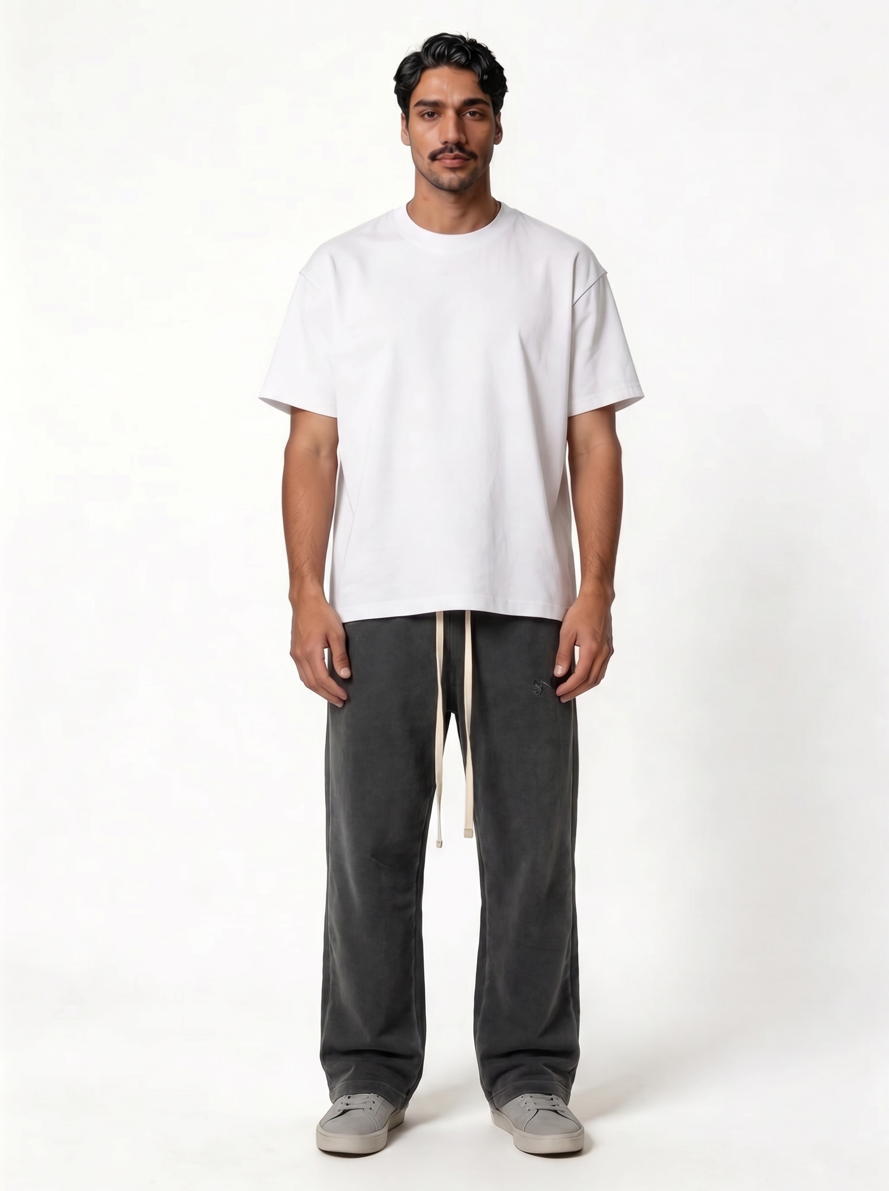 Washed Logo Pants Cotton Relaxed Fit - seven