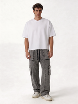 Panelled Cargo Pants Denim Baggy Fit - seven