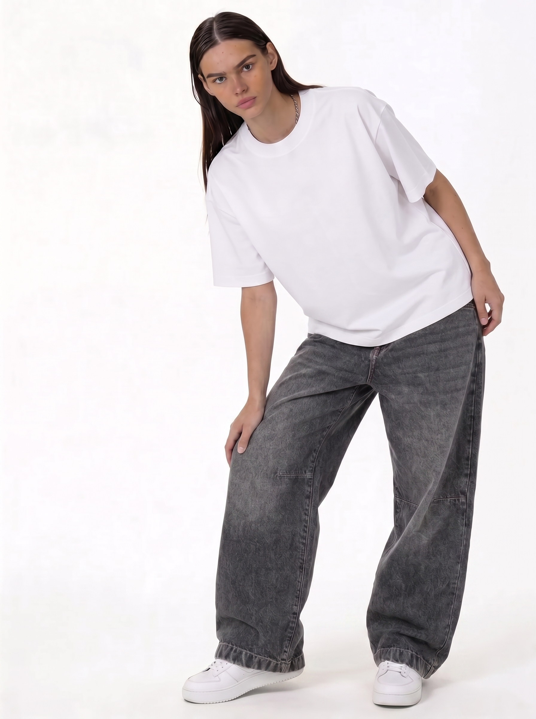 Relaxed Denim Cargo Pants with Patch Detail - seven