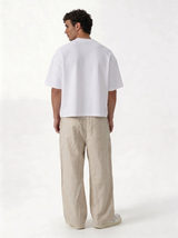 Raw Edge Pants Cotton Baggy Fit - seven