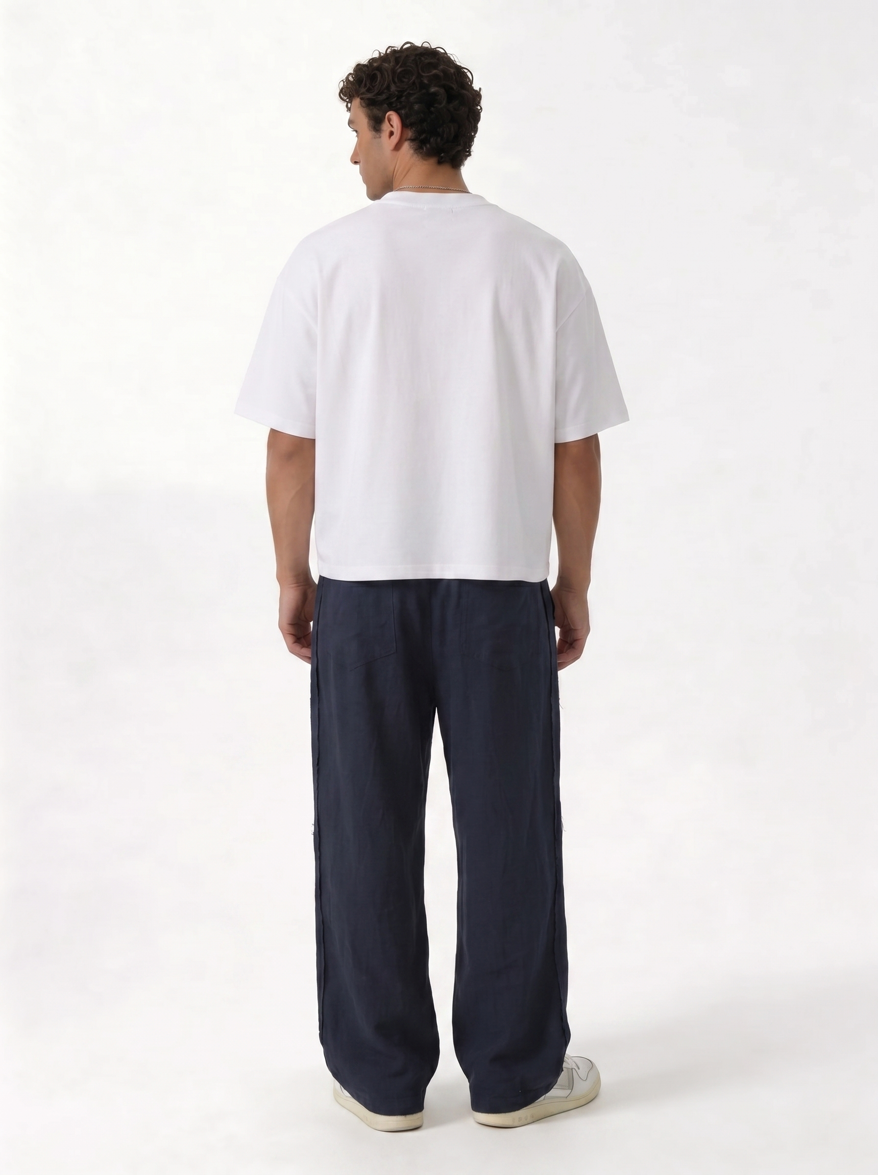 Raw Edge Pants Cotton Baggy Fit - seven