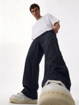 Raw Edge Pants Cotton Baggy Fit - seven