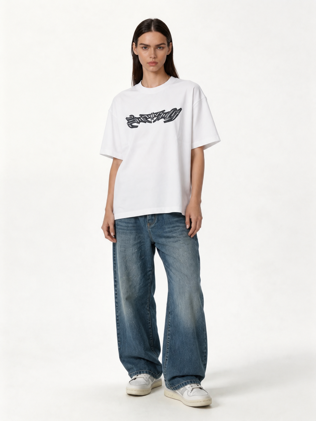 Boxy Heavyweight Cotton Cyber Graphic Tee - ink