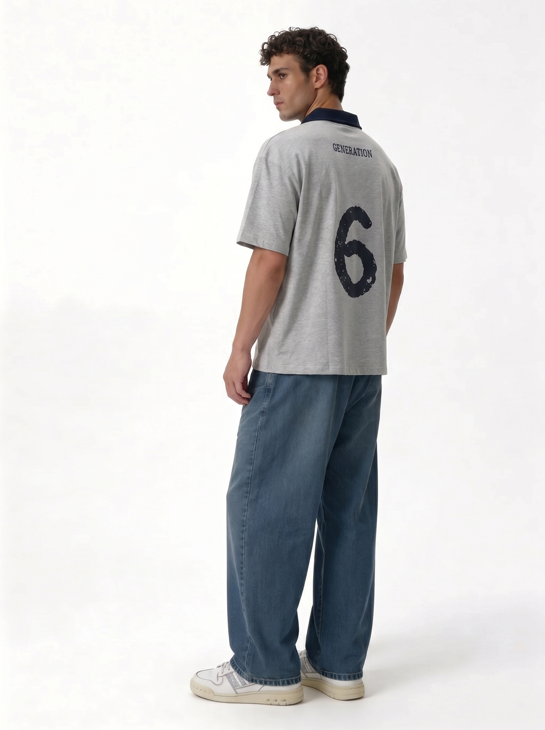 Back Print Polo Shirt Cotton Oversized Fit - je-x