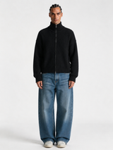Ribbed Zip Sweater Knit Relaxed Fit - Zedzee
