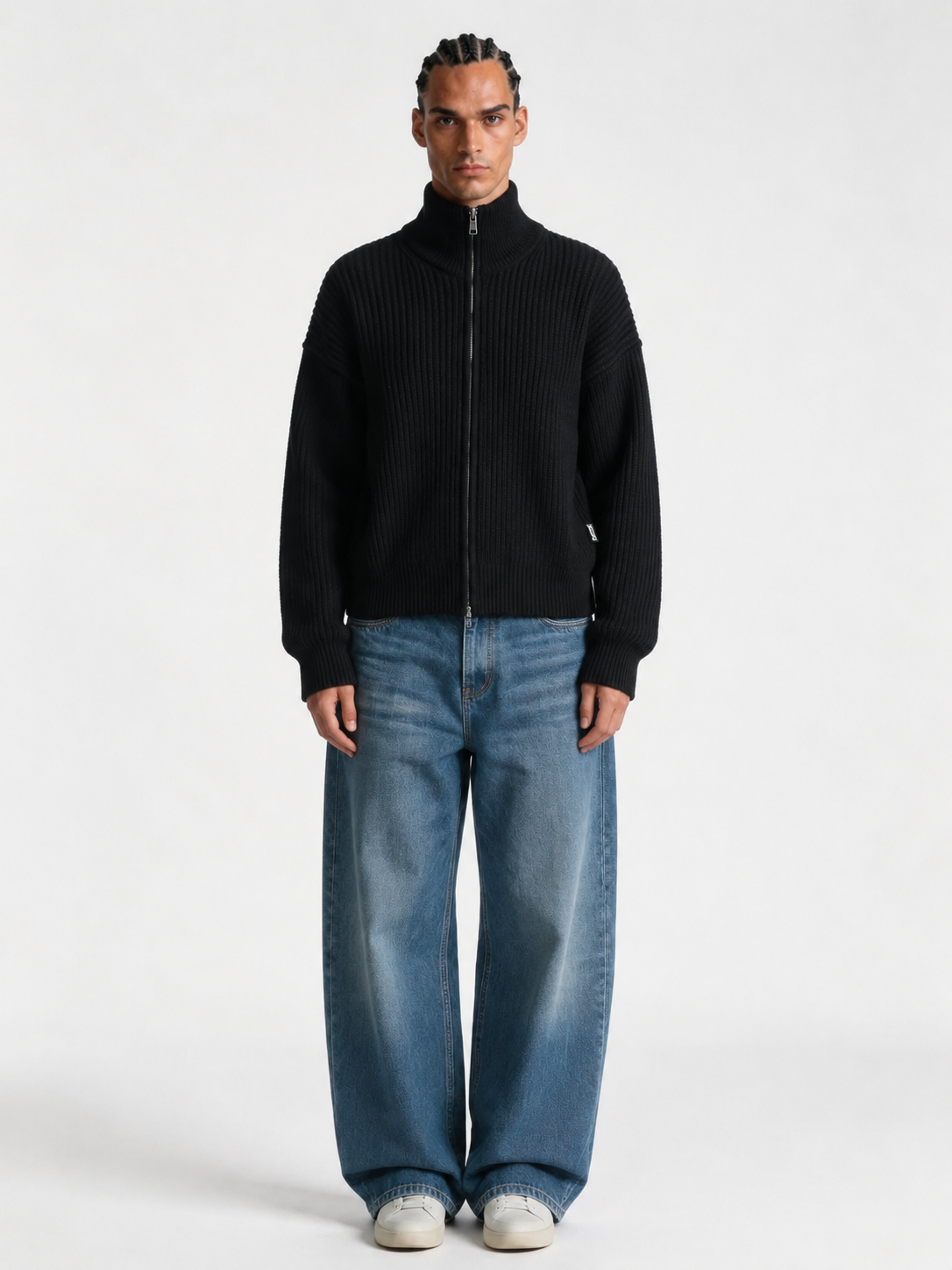 Ribbed Zip Sweater Knit Relaxed Fit - Zedzee