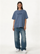 Boxy Acid Wash Cotton Graphic Tee - ink