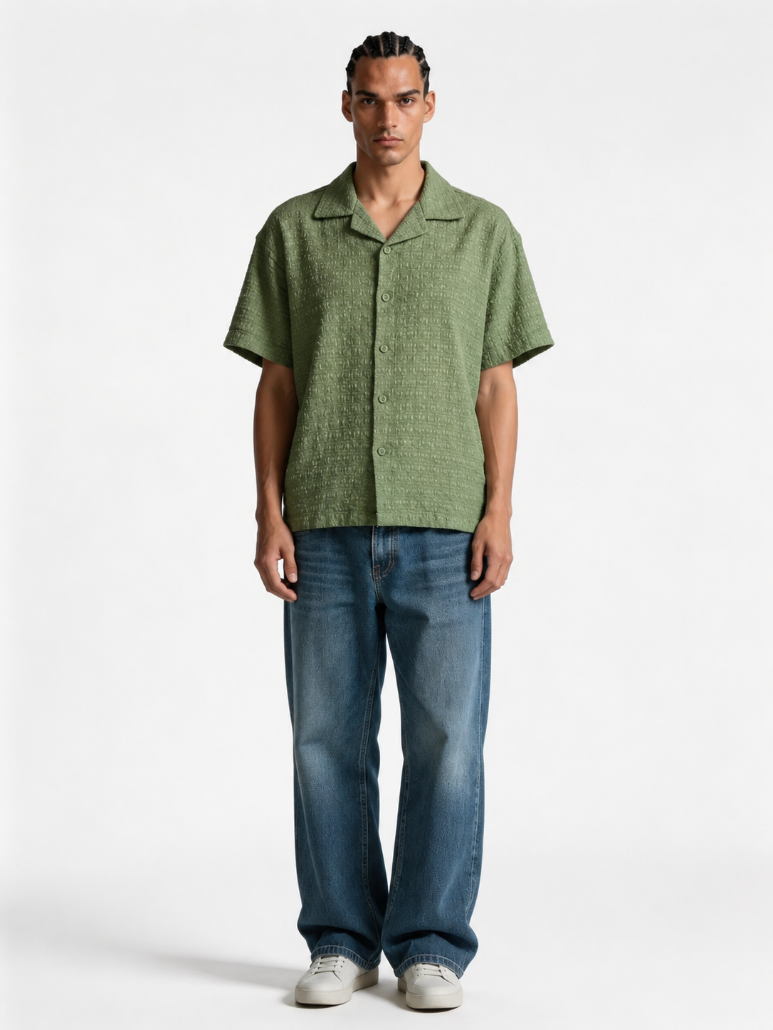 Boxy Textured Seersucker Bowling Shirt - 1932