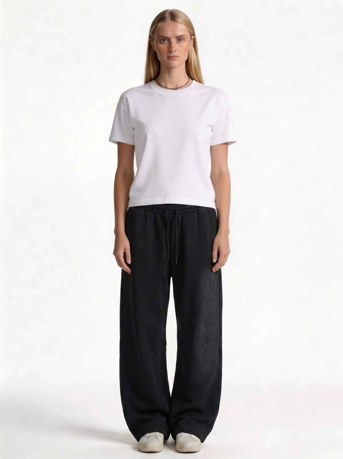 Logo Graphic Pants Cotton Wide Leg - Eleven