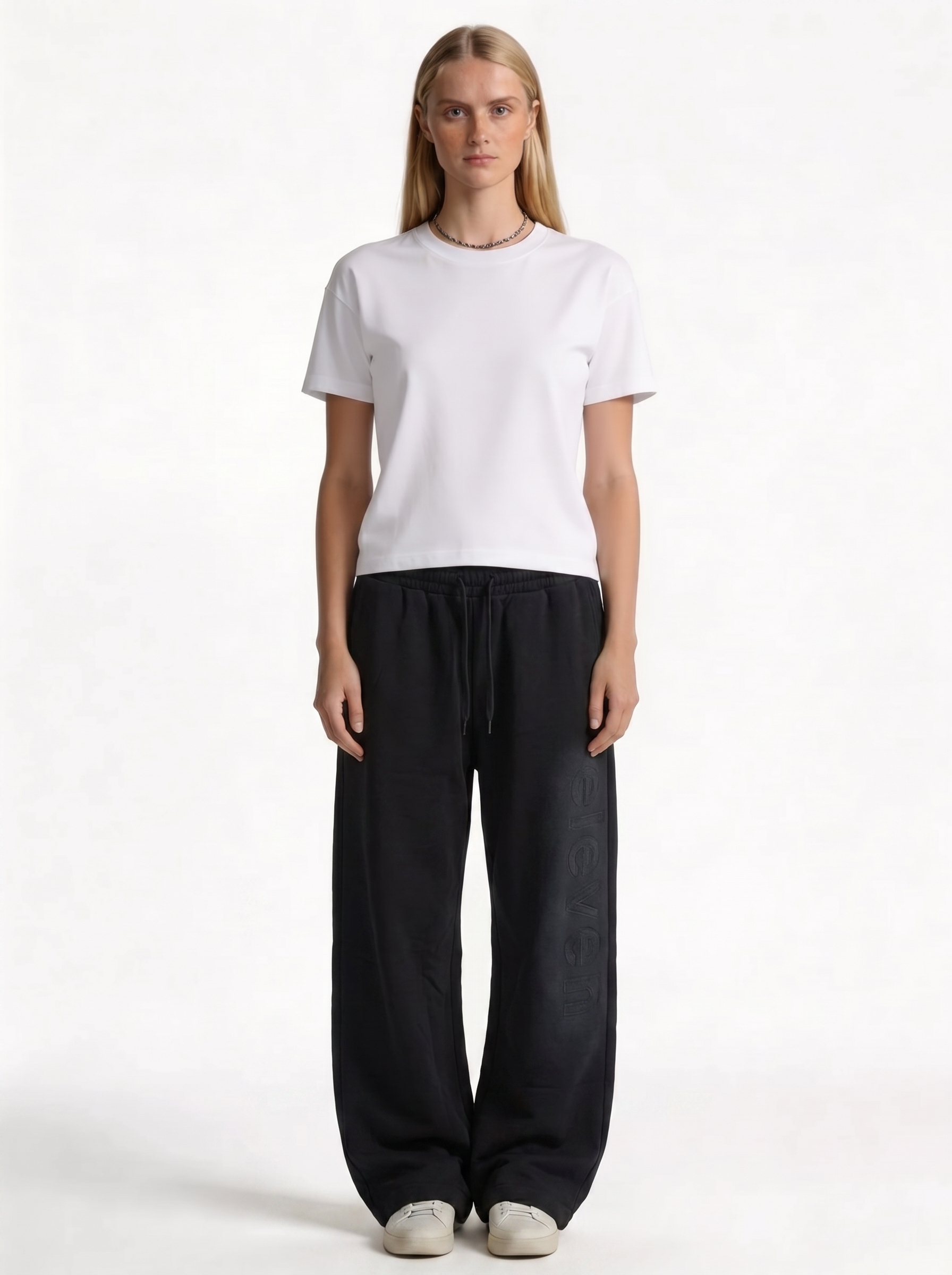 Logo Graphic Pants Cotton Wide Leg - Eleven