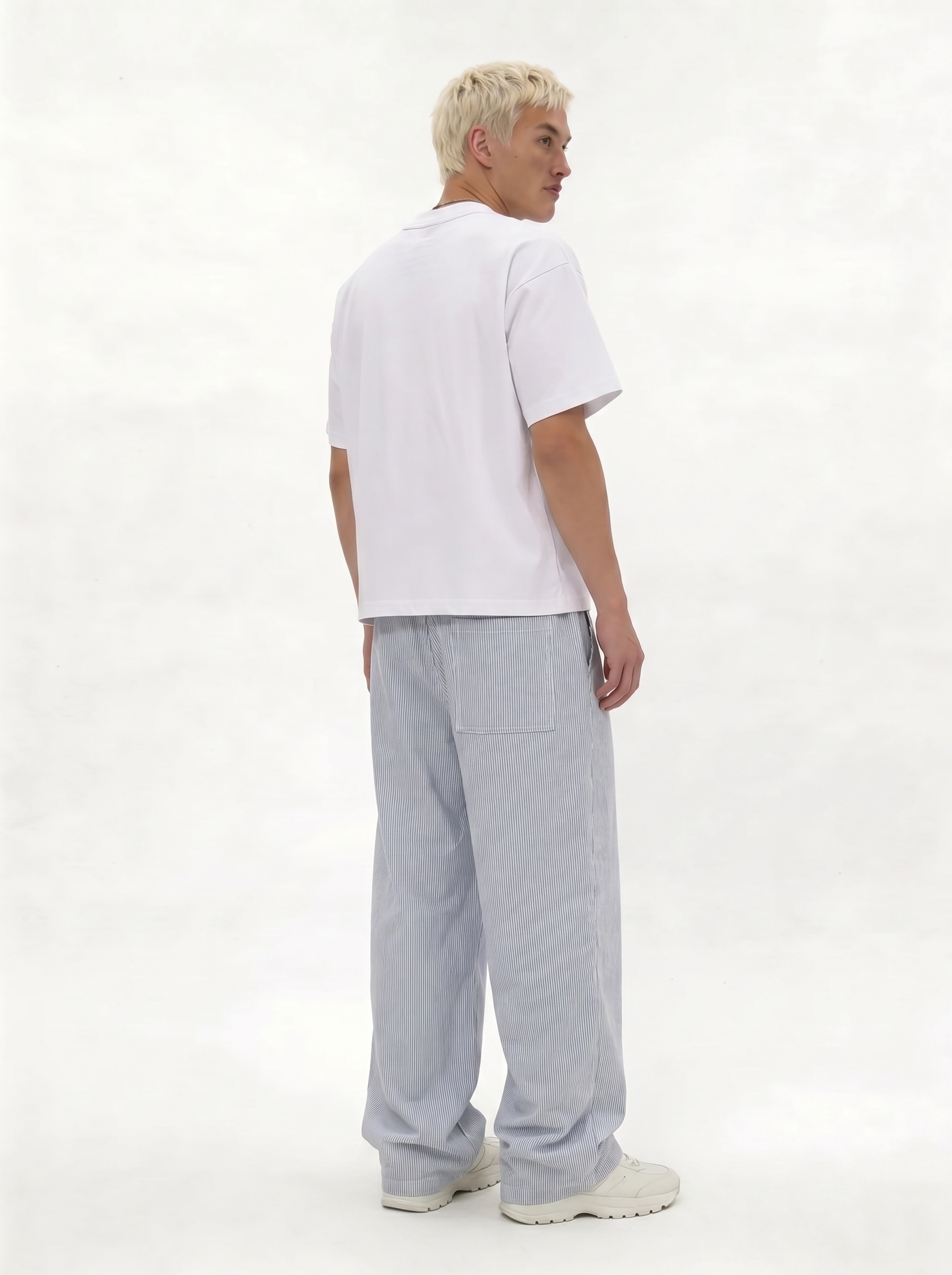 Striped Drawstring Pants Cotton Relaxed Fit - seven