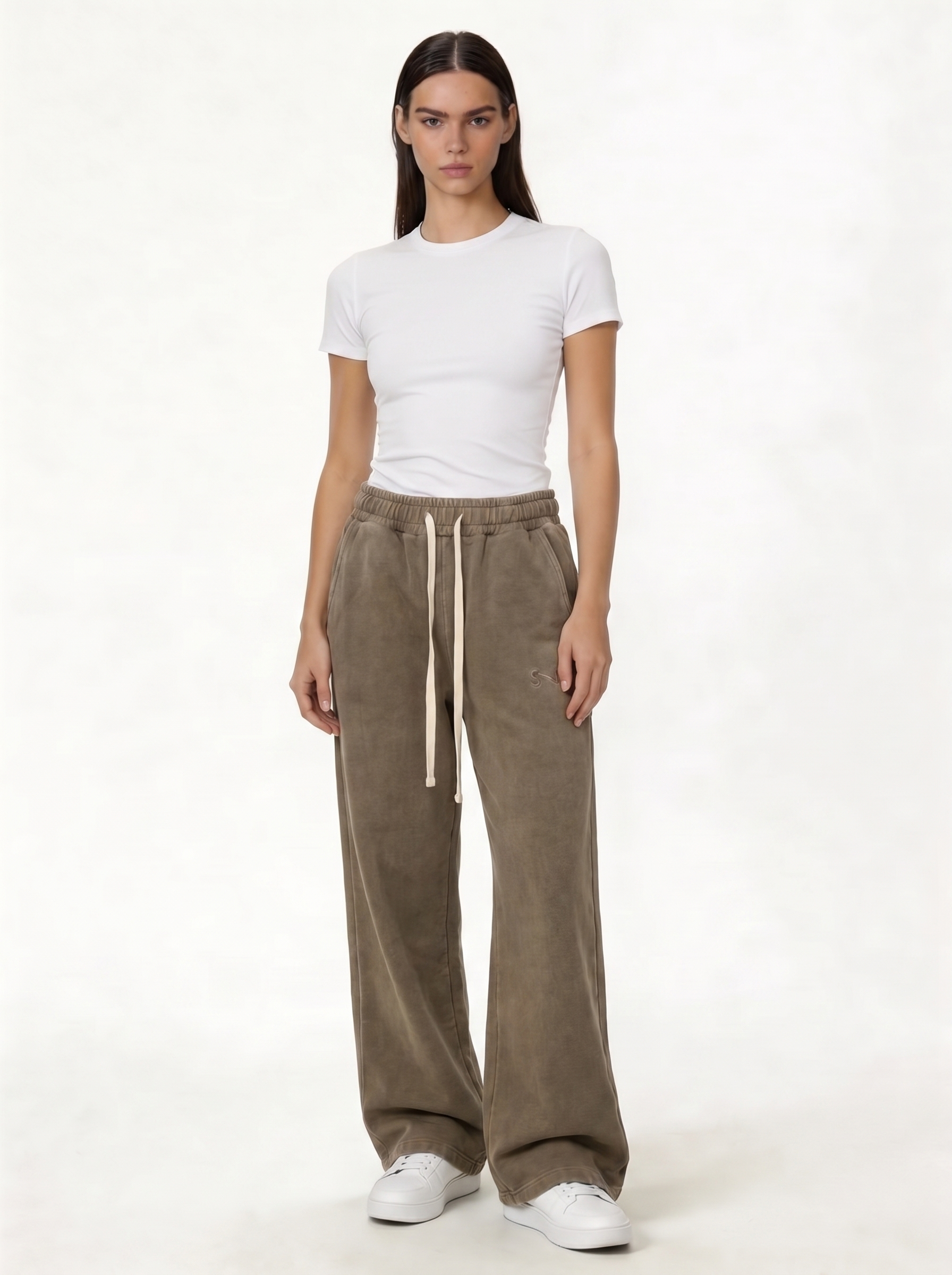Washed Logo Pants Cotton Relaxed Fit - seven