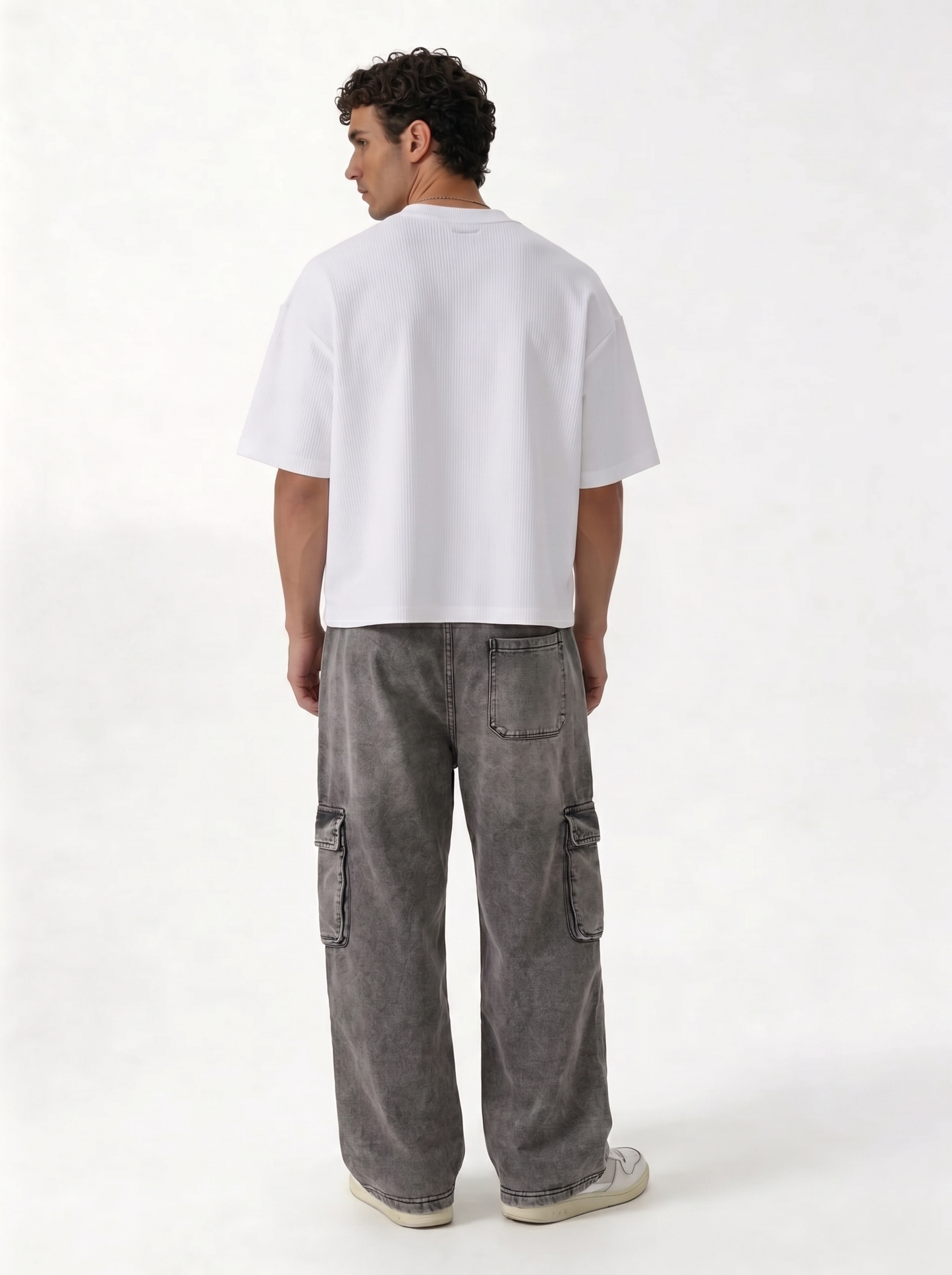 Panelled Cargo Pants Denim Baggy Fit - seven