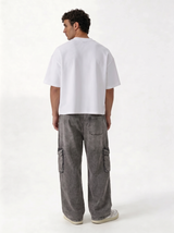 Panelled Cargo Pants Denim Baggy Fit - seven