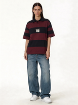 Back Print Polo Shirt Cotton Oversized Fit- jex-