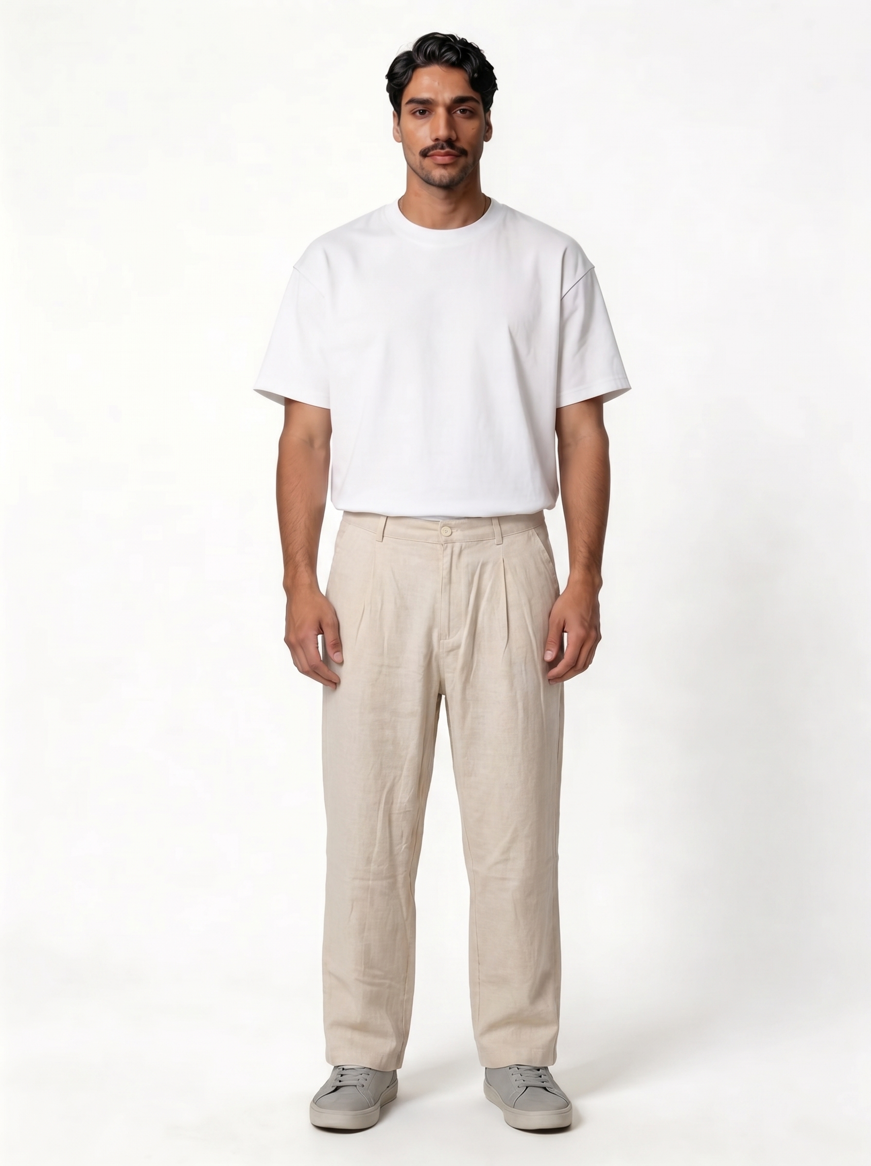 Pleated Trousers Linen Blend Regular Fit - seven