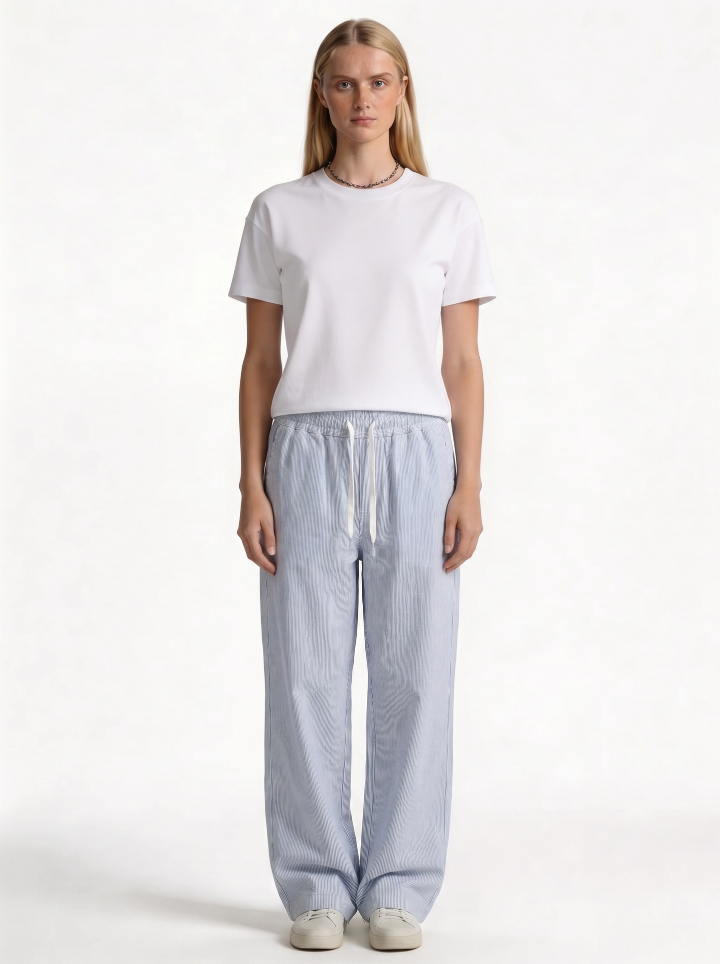 Striped Drawstring Pants Cotton Relaxed Fit - seven