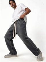 Washed Logo Pants Cotton Relaxed Fit - seven
