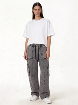 Panelled Cargo Pants Denim Baggy Fit - seven
