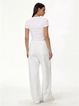 Raw Edge Pants Cotton Baggy Fit - seven