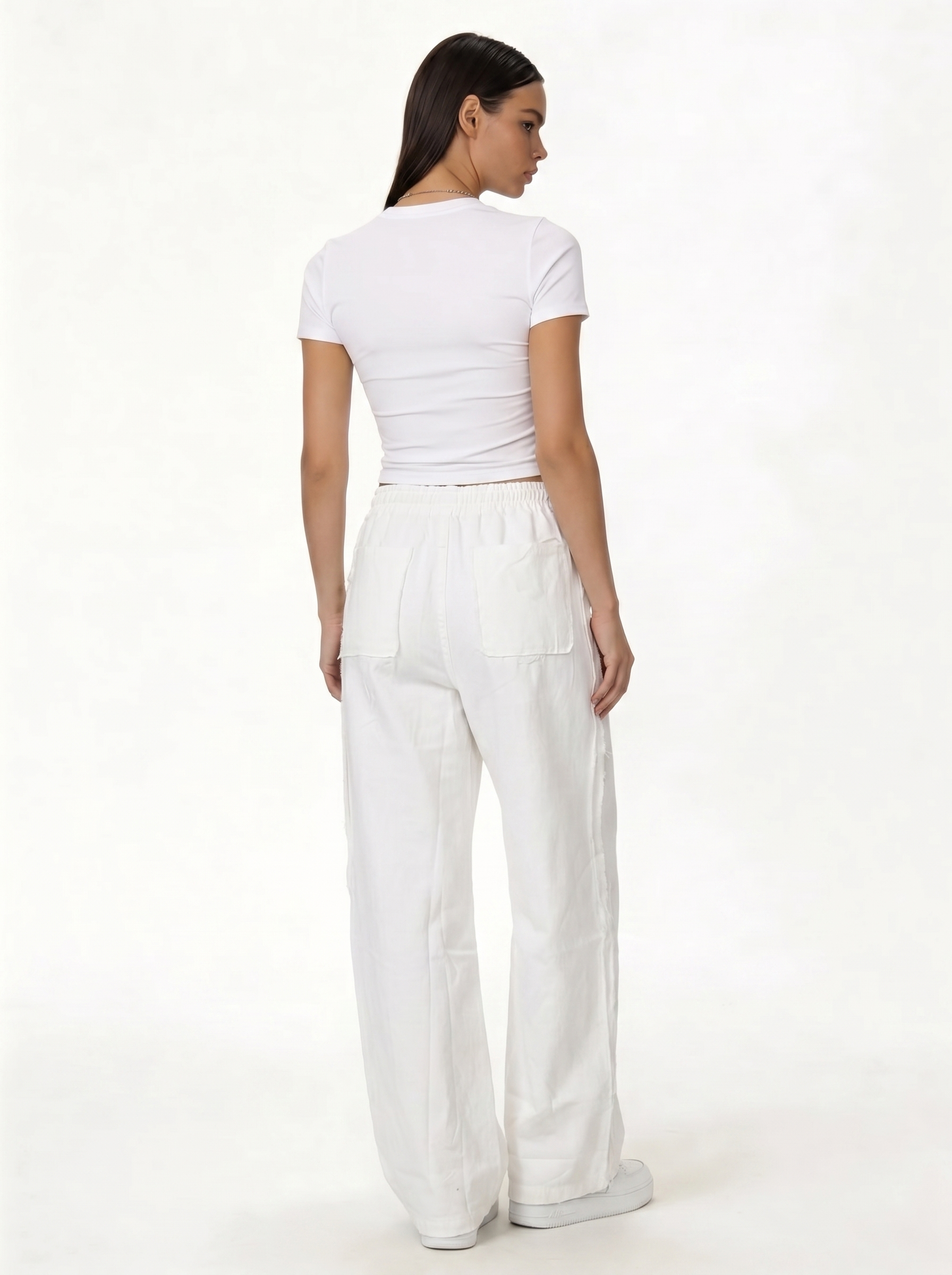 Raw Edge Pants Cotton Baggy Fit - seven