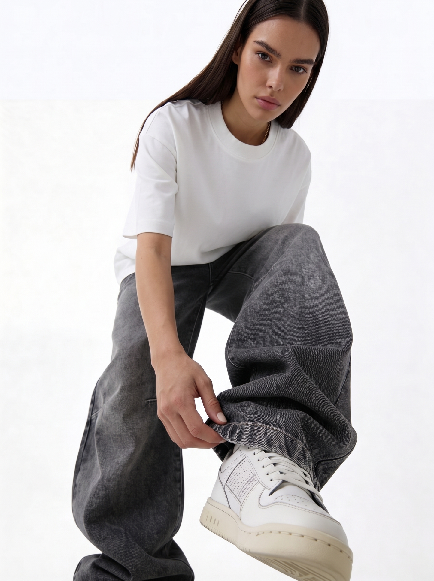 Relaxed Denim Cargo Pants with Patch Detail - seven