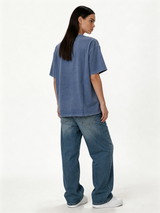 Boxy Acid Wash Cotton Graphic Tee - ink