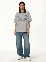 Back Print Polo Shirt Cotton Oversized Fit - je-x