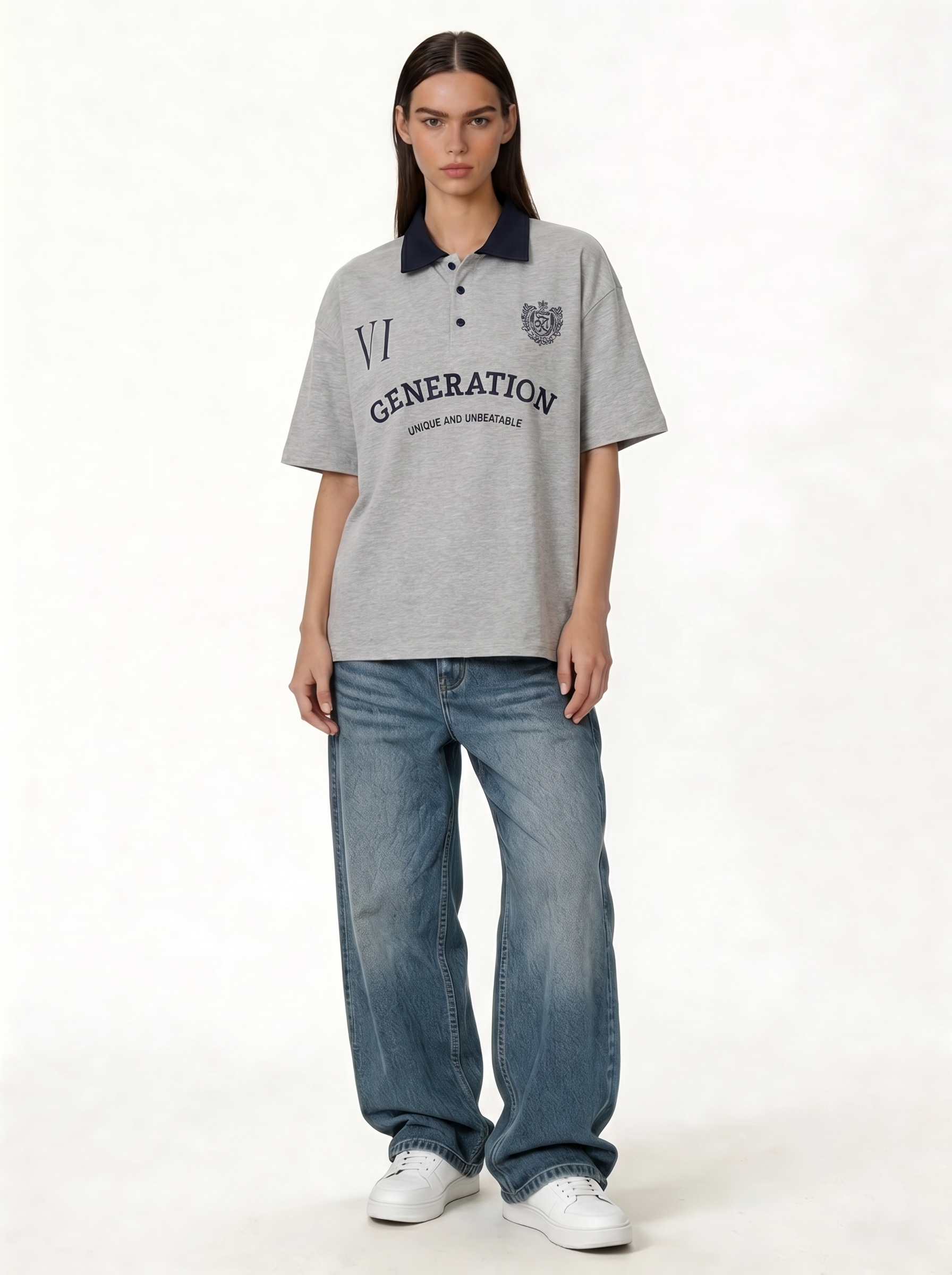 Back Print Polo Shirt Cotton Oversized Fit - je-x