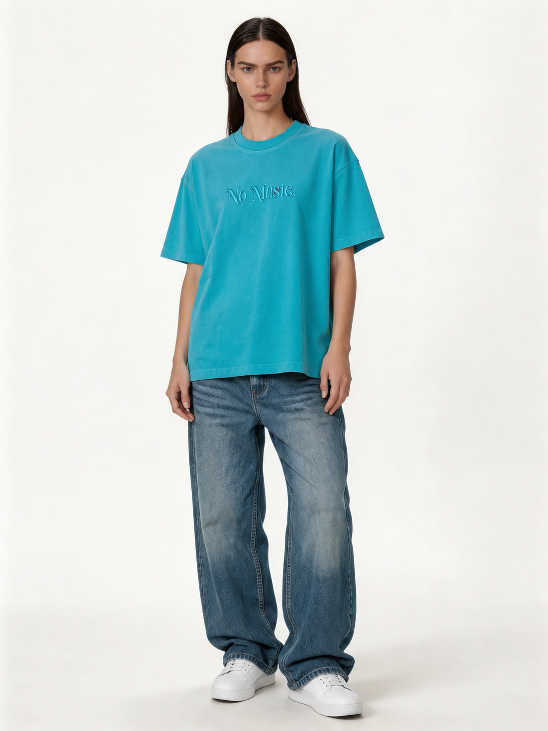 Boxy Acid Wash Cotton Graphic Tee - ink