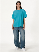 Boxy Acid Wash Cotton Graphic Tee - ink